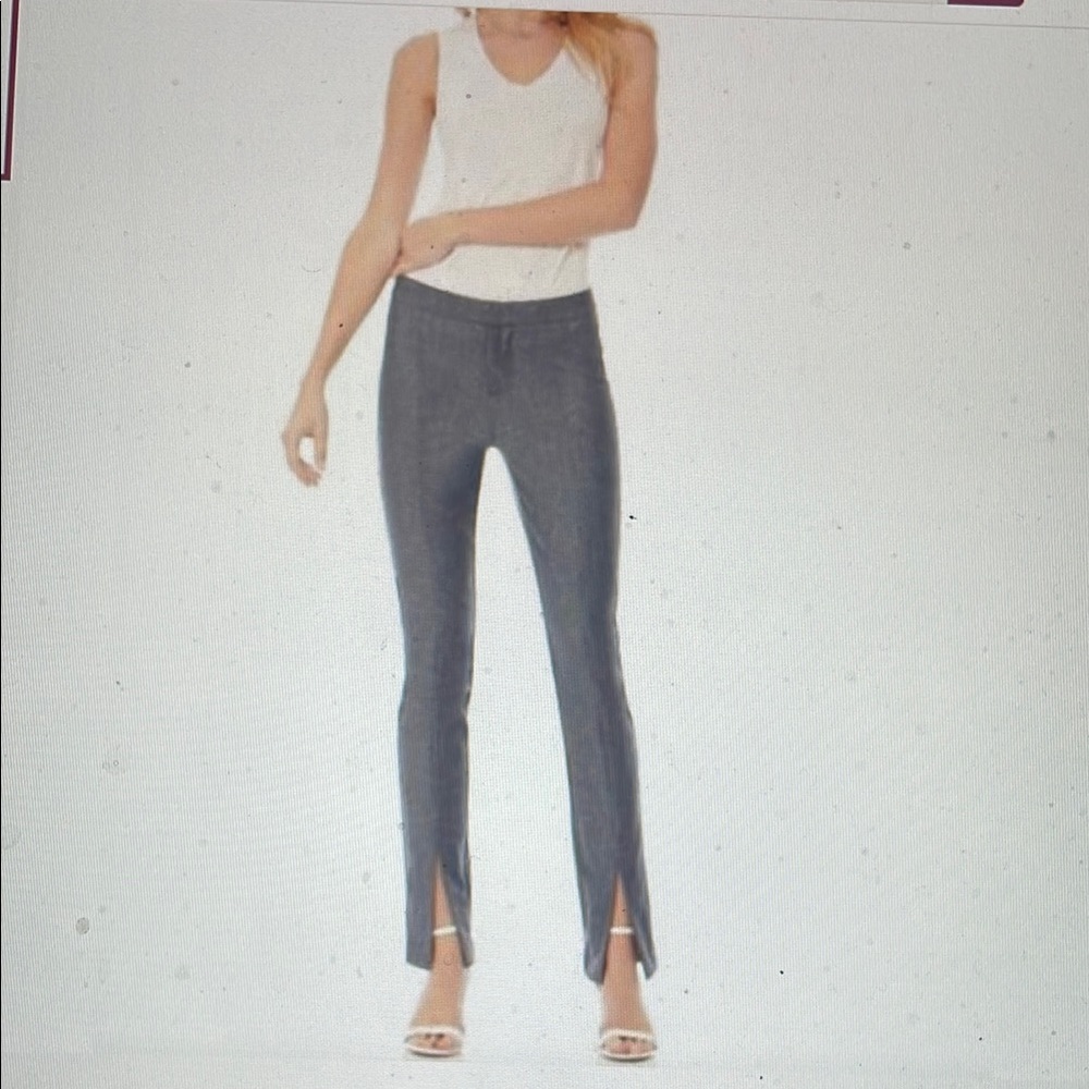 Ecru Gray Slim Fit Pants with front Slit